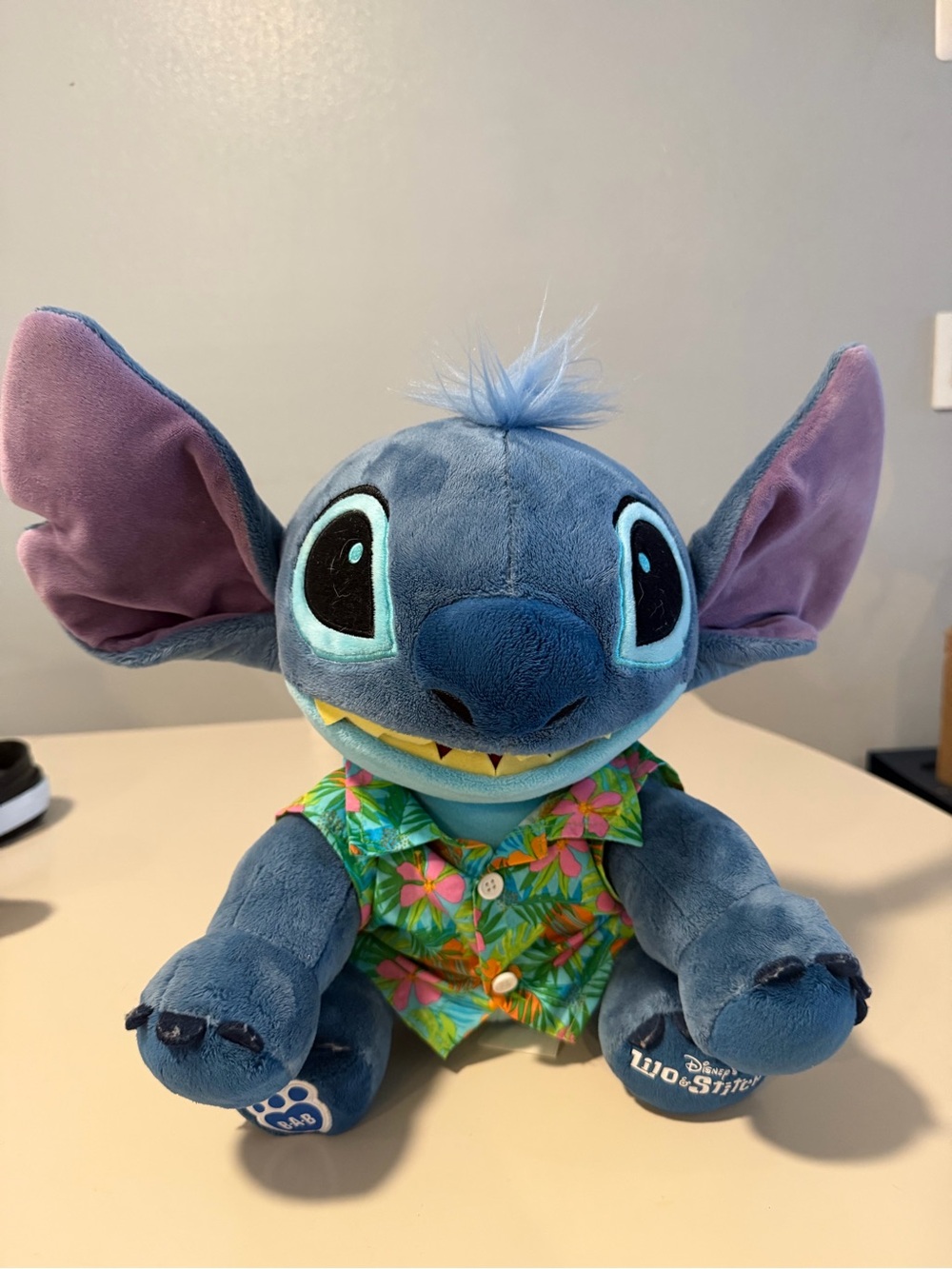 Disney Blue Stitch Plush in Tropical Hawaiian Shirt